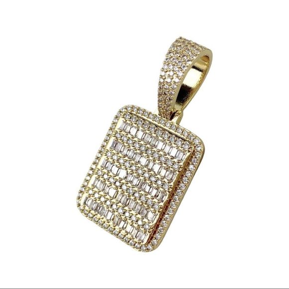 18k Gold Filled Cubic Zirconia Iced Board Pendant